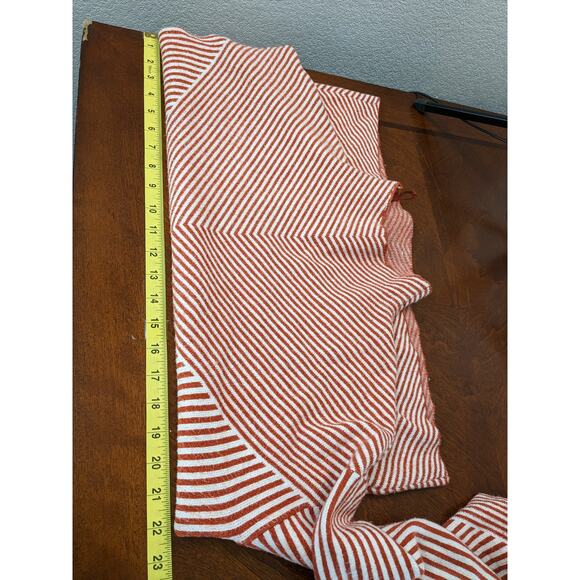 Cynthia Rowley Striped Sweater Medium Orange White Classy Mock Neck Oversize - Picture 8 of 11